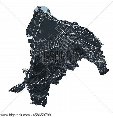 Hsinchu Vector Map. Detailed Vector Map Of Hsinchu City Administrative Area. Cityscape Poster Metrop