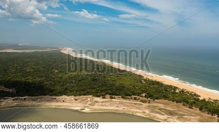 Wild Beach In The National Park Surrounded By Rainforest And Jungle.