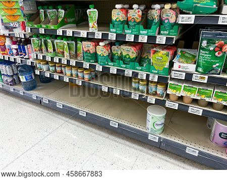 Vancouver,canada - May 19, 2022: Empty Shelves With Baby Formula Inside Of Local Safeway Store Due T