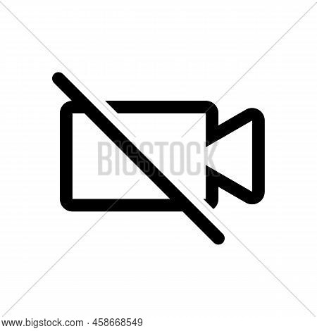 Line Icon Video Turn Off Isolated On White Background.