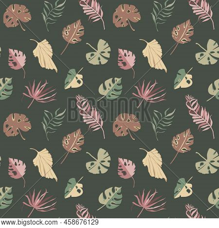 Vector Palm Leaves Background. Seamless Tropical Pattern. Exotic Design.