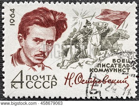Russia - Circa 1964: A Stamp Printed By Russia, Shows Portrait Nikolai Ostrovsky.