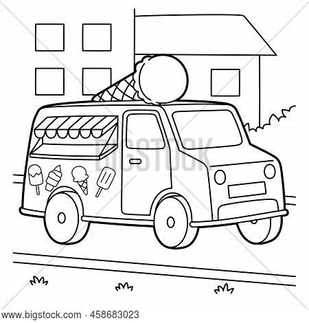 A Cute And Funny Coloring Page Of A Ice Cream Truck. Provides Hours Of Coloring Fun For Children. To