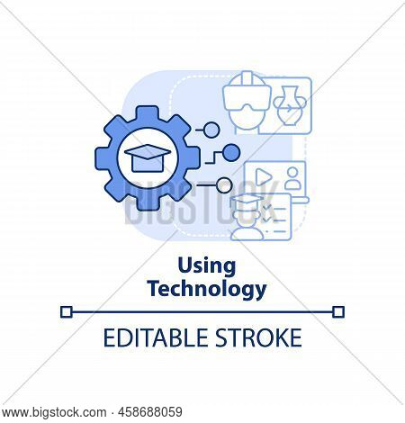 Using Technology Light Blue Concept Icon. Micro Learning Strategy Abstract Idea Thin Line Illustrati