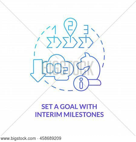 Set Goal With Interim Milestones Blue Gradient Concept Icon. Transforming Business To Net Zero Abstr