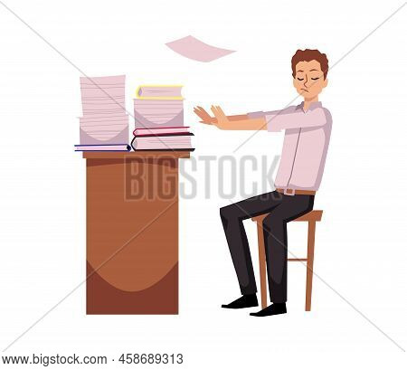 Business Person Does Not Want To Work Flat Cartoon Vector Illustration Isolated.