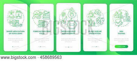 Increased Crop Yield Green Gradient Onboarding Mobile App Screen. Agribusiness Walkthrough 5 Steps G