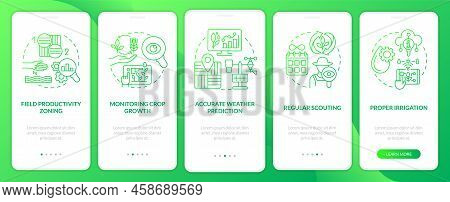 Increased Crop Yield Factors Green Gradient Onboarding Mobile App Screen. Walkthrough 5 Steps Graphi