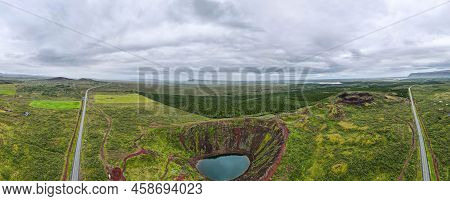 Drone View At Kerio Crater In The Island Of Iceland