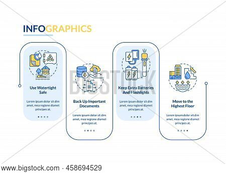 Flood Safety Measures Rectangle Infographic Template. Move To High Floor. Data Visualization With 4 