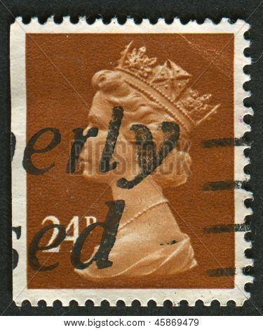 UK-เซอร์กา 1989: แสตมป์ที่พิมพ์ในประเทศอังกฤษแสดงรูปของ Elizabeth II เป็นพระมหากษัตริย์รัฐธรรมนูญของ 16