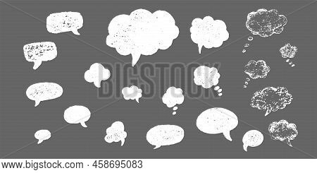 Speech Bubble Hand Draw Doodle Set. Vector Stock Illustration Isolated On Black Chalkboard Backgroun