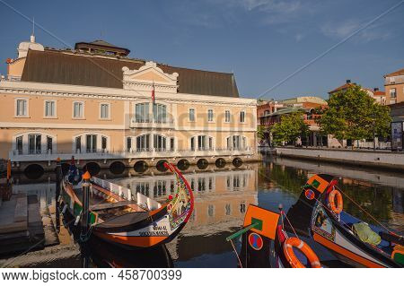 Aveiro, Portugal. 2022 May 12 . Traditional Boats In The Canal Of Aveiro, Portugal. The Colorful Mol