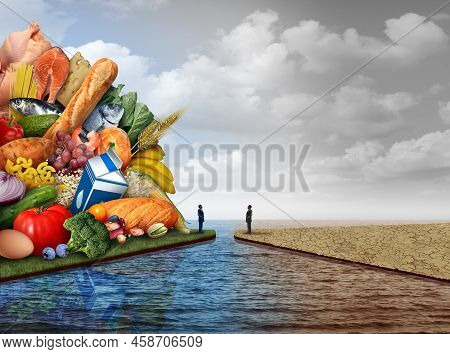 Food Inequality And Unfair Global Agriculture As Rich Privileged Versus Poor Underprivileged Nutriti