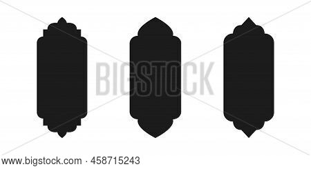 Islamic Vector Shape Of A Window Or Door Arch. Arab Frame Set. Ramadan Kareem Silhouette Icon. Mosqu