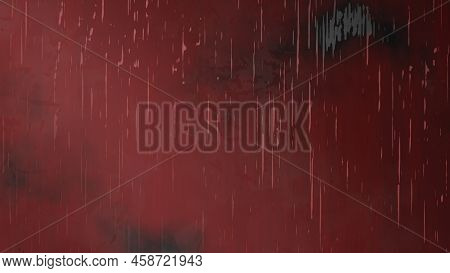 3d Rendering. Red Texture Of A Weathered Metal Panel. Red Background With Scuffs, Scratches And Blac