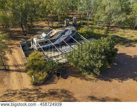 An Ancient Old Bus Converted Into A Miners Home On The Sapphire Gemfields In Central Queensland Aust