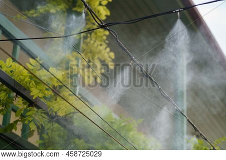 Automatic Mist Nozzle Water Spraying System To Make Humidifier And Cooling Climate To Reduce Hot Wea