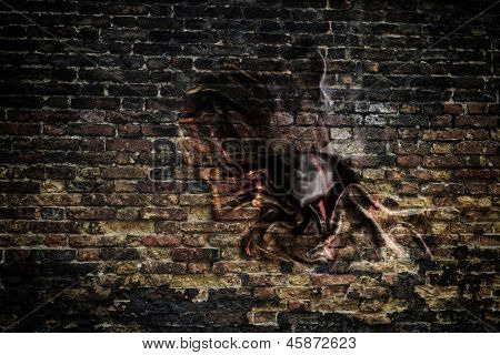 Venezianske maske kommer ud af en mur