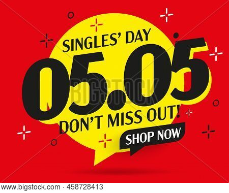 05.05 Sale Label. Single Day Sale Sticker Vector Illustration. Special Shopping Offer Advertisement.