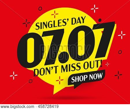07.07 Sale Label. Single Day Sale Sticker Vector Illustration. Special Shopping Offer Advertisement.
