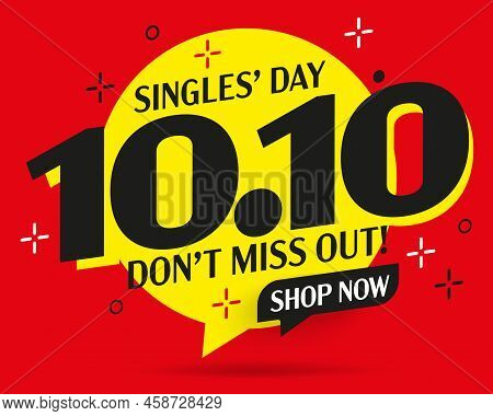 10.10 Sale Label. Single Day Sale Sticker Vector Illustration. Special Shopping Offer Advertisement.