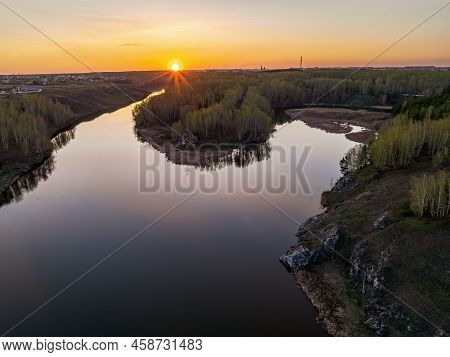 Confluence Of The Iset And Kamenka Rivers In The City Kamensk-uralskiy. Iset And Kamenka Rivers, Kam