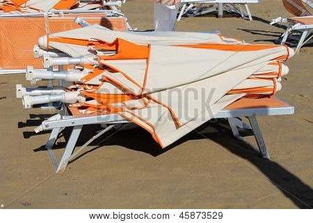 Beach Umbrella On Sea