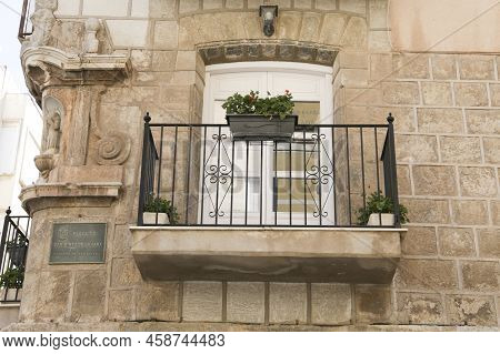 Cartagena, Murcia, Spain- July 18, 2022: Beautiful Facade Of Antique House Of The Duke Of Najera In 