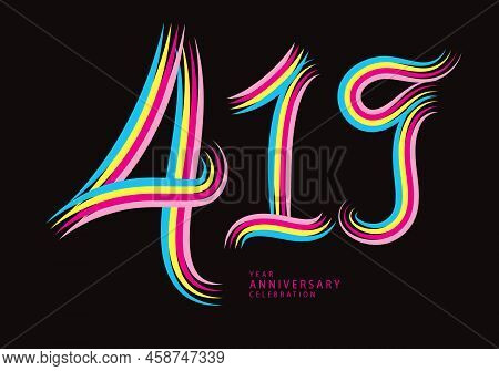 419 Number Design Vector, Graphic T Shirt, 419 Years Anniversary Celebration Logotype Colorful Line,