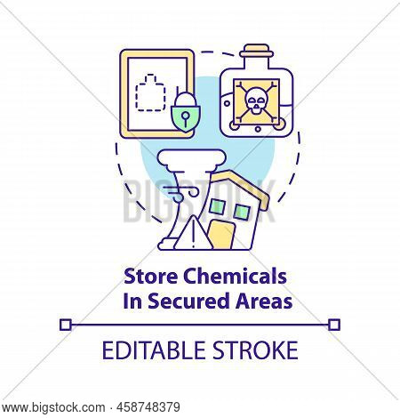 Store Chemicals In Secured Areas Concept Icon. Prepare For Tornado At Home Abstract Idea Thin Line I