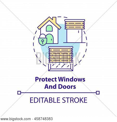 Protect Windows And Doors Concept Icon. Wind Storms And Tornadoes Safety Abstract Idea Thin Line Ill