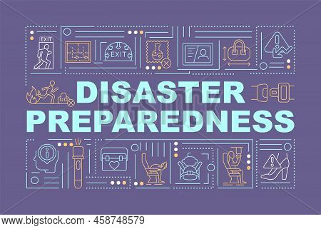 Emergency Preparedness Word Concepts Purple Banner. Surviving Accidents. Infographics With Editable 