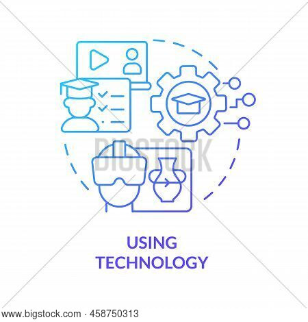 Using Technology Blue Gradient Concept Icon. Micro Learning Strategy Abstract Idea Thin Line Illustr