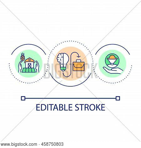 Hire Farm Specialists Loop Concept Icon. Farming And Business. Agribusiness And Employment Abstract 
