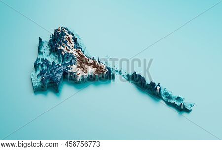 Topographic Eritrea Map Hypsometric Elevation Tint Spectral Shaded Relief Map 3d Illustration