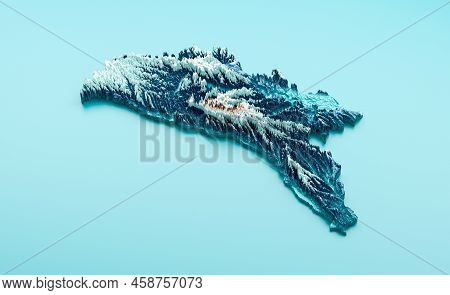Topographic Moldova Map Hypsometric Elevation Tint Spectral Shaded Relief Map 3d Illustration