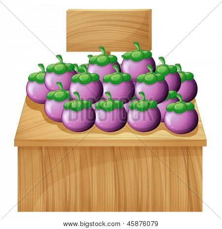 Illustration av ett stall med en tom kartong på en vit bakgrund