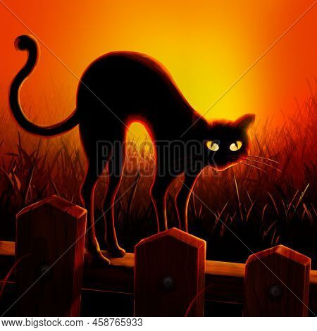 Horizontal Banner For The October Terrible Holiday. Elements, Symbols Of Halloween Hand-drawn Isolat