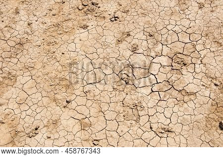 Dryland Background. Dryland Soil Texture. Cracked Dried Dryland Ground Surface. Arid Land.