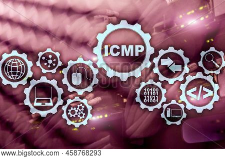 Icmp. Internet Control Message Protocol. Network Concept. Server Room On Background