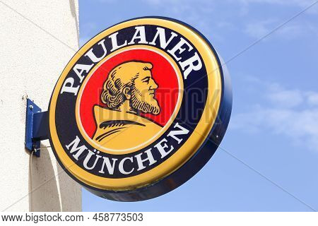 Arnas, France - June 7, 2020: Paulaner Logo On A Signboard. Paulaner Is A German Brewery, Establishe