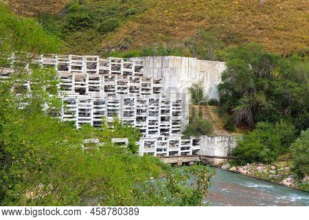Protection From Mudflow Of The Upland River. Barrage On The River