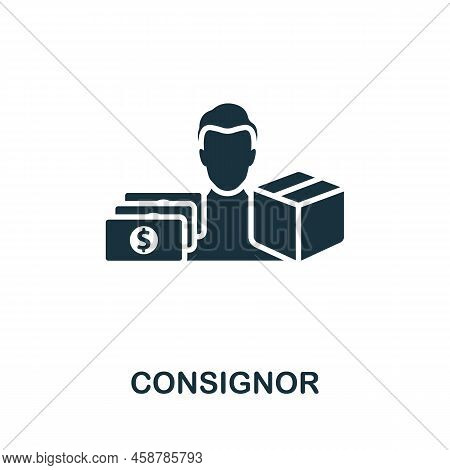 Consignor Icon. Monochrome Simple Line Shipping Icon For Templates, Web Design And Infographics