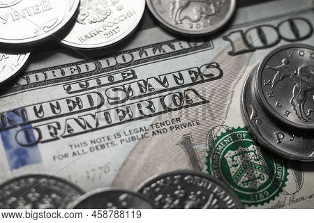 Dollars And Rubles. Economic Crisis, Decline Of The World Economy. Ruble Devaluation.