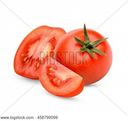 Fresh Tomatoes Isolsted On White Background.food For Health.