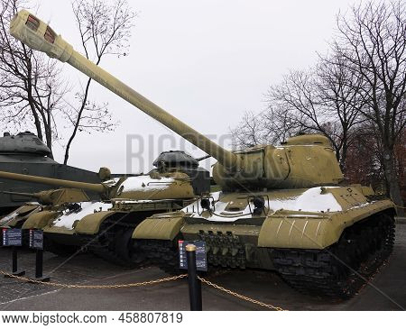 Kiev, Ukraine December 10, 2020: Heavy Tank Ys-2 At The Museum Of Military Equipment For All To See