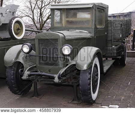 Kiev, Ukraine December 10, 2020: Zis-5 Vehicle At The Museum Of Military Equipment For Public Viewin