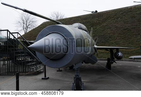 Kiev, Ukraine December 10, 2020: Mig-21 Jet Fighter In The Museum Of Military Equipment For Public V