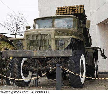 Kiev, Ukraine December 10, 2020: Bm-21 Grad Multiple Launch Rocket System At The Museum Of Military 